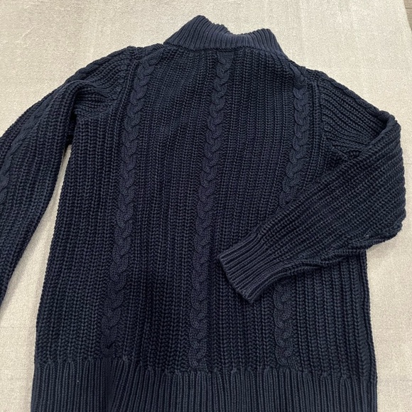 [M]L.L. Bean Men's Dark Blue 1/4 Snap Pullover Cable Knit Cotton Sweater EUC - Picture 9 of 9
